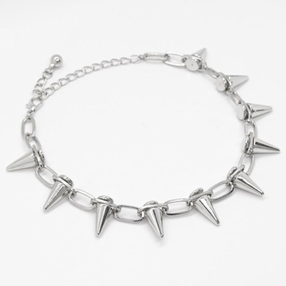 Large Spike Necklace in Silver